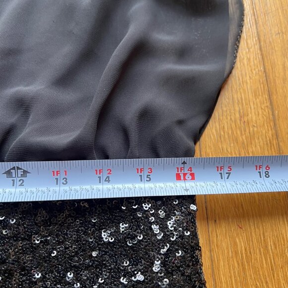 Aidan Mattox Size 6 Black Poly Chiffon Sequin Embellished Sleeveless BlousonDres - Picture 5 of 16